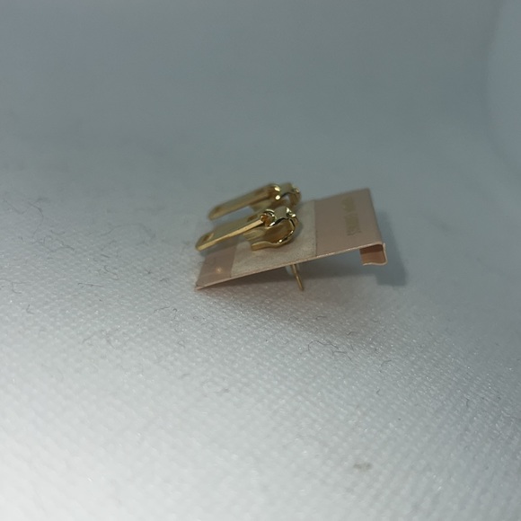 VINTAGE ZIPPER EARRINGS PIERCED POST NEVER USED GOLD TONE COSTUME JEWELRY - Picture 6 of 9